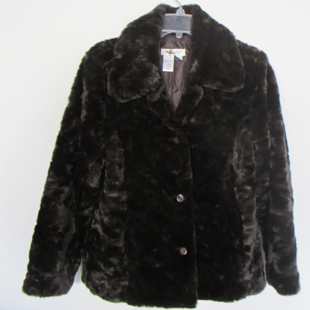 Coldwater Creek Faux Fur Jacket Size PXS  Chocolate Brown